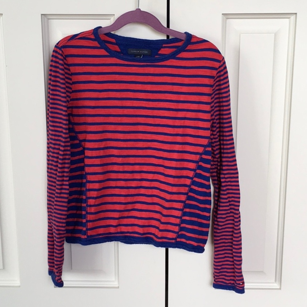 Red and blue striped Tommy Hilfiger blouse